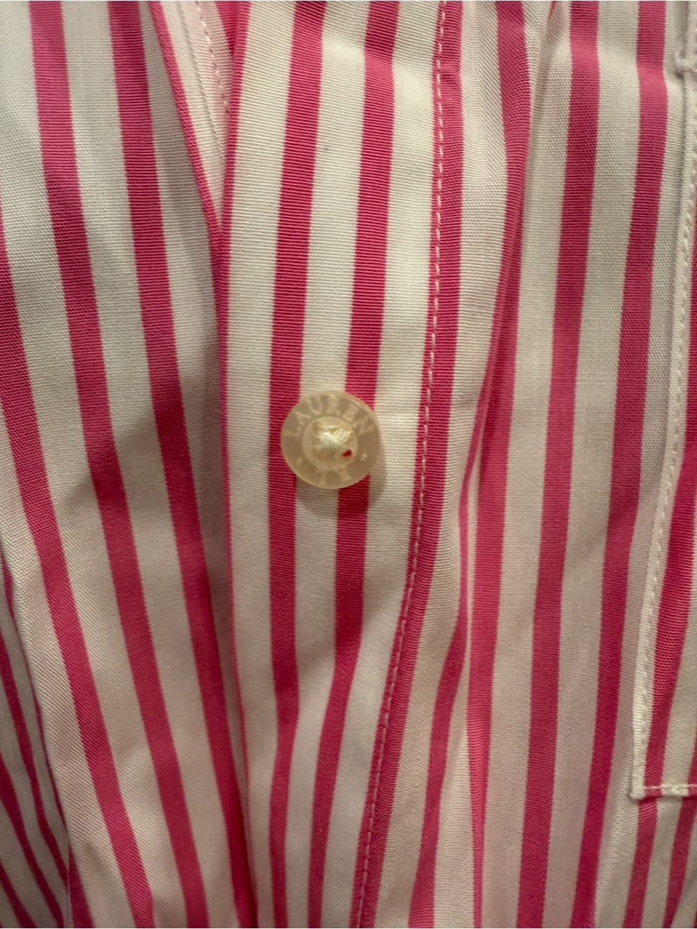 Ralph Lauren Pink and White Striped Button-Up Shirt with Anchor Embroidery - Picture 3 of 9